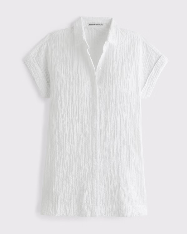 Women's Textured Mini Shirt Dress | Women's Dresses & Jumpsuits | Abercrombie.com | Abercrombie & Fitch (US)