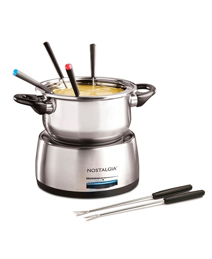 Nostalgia FPS200 6-Cup Stainless Steel Electric Fondue Pot with Temperature Control, 6 Color-Code... | Macys (US)