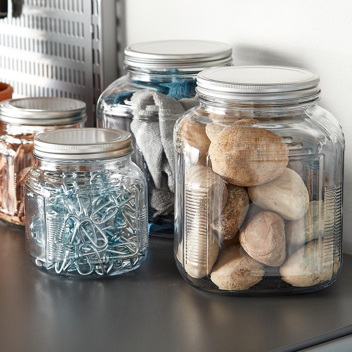 anchor 2 qt. Glass Cracker Jar Aluminum Lid | The Container Store
