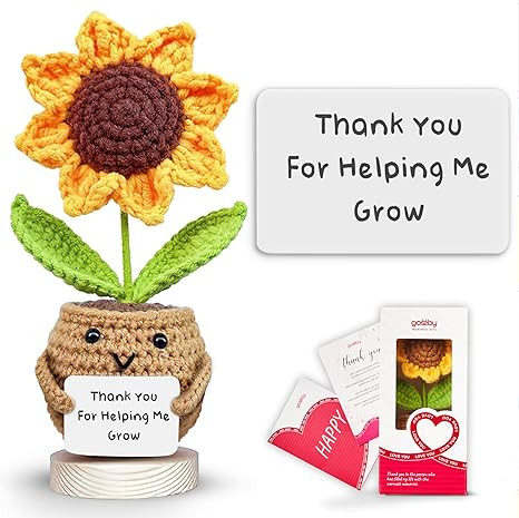 Gossby Handmade Positive Sunflower Doll Crochet with Card - Thank You for Helping Me Grow - Teach... | Amazon (US)