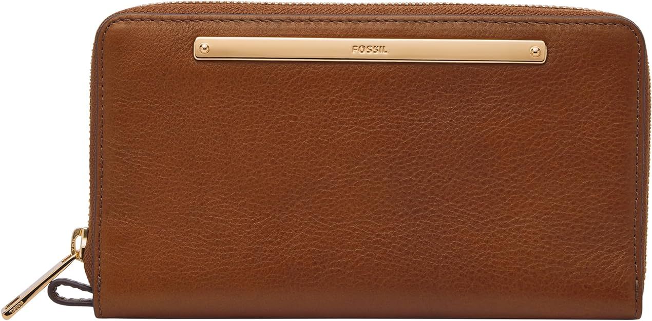 Fossil Women's Liza Leather Zip Around Clutch Wallet With Retractable Wristlet Strap for Women | Amazon (US)