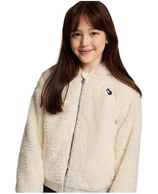 Girls 2T-6X Minky Logo-Stripe Zip Up Hoodie | Macy's