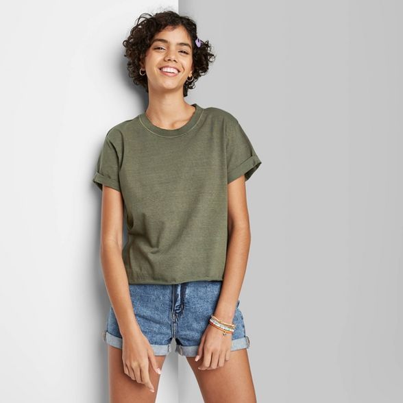Women's Short Sleeve Roll Cuff Boxy T-Shirt - Wild Fable™ | Target