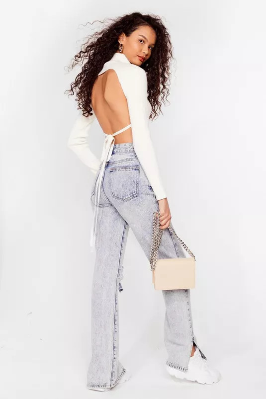 Open Tie Back Knitted Turtleneck Top | Nasty Gal (US)