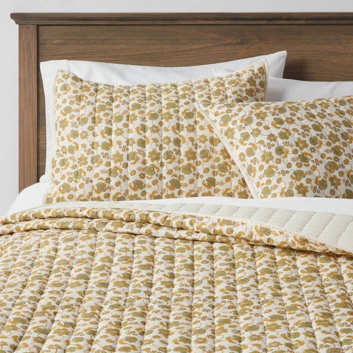 Pick Stitch Floral Quilt Green/Yellow - Threshold™ | Target