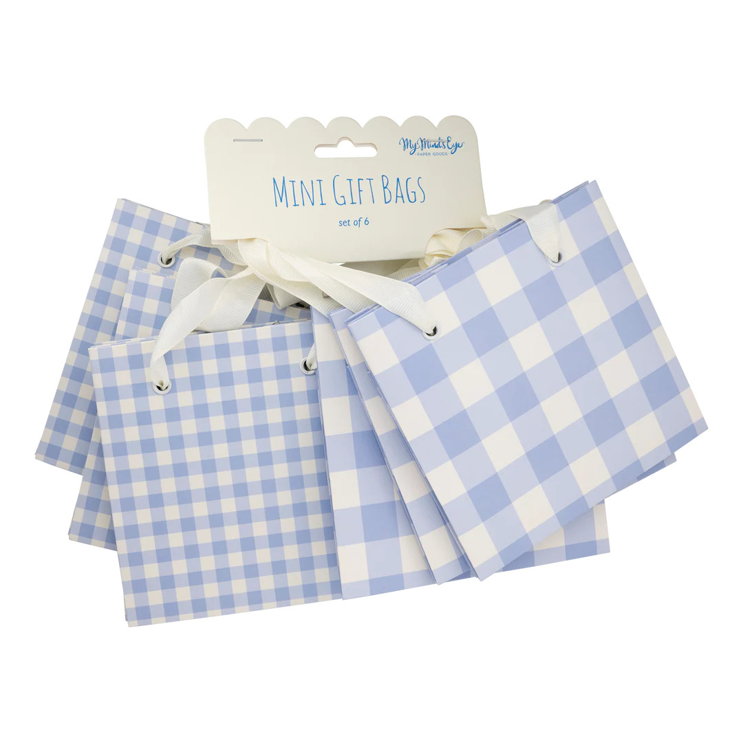 Periwinkle Gingham Gift Bag Set | My Mind's Eye