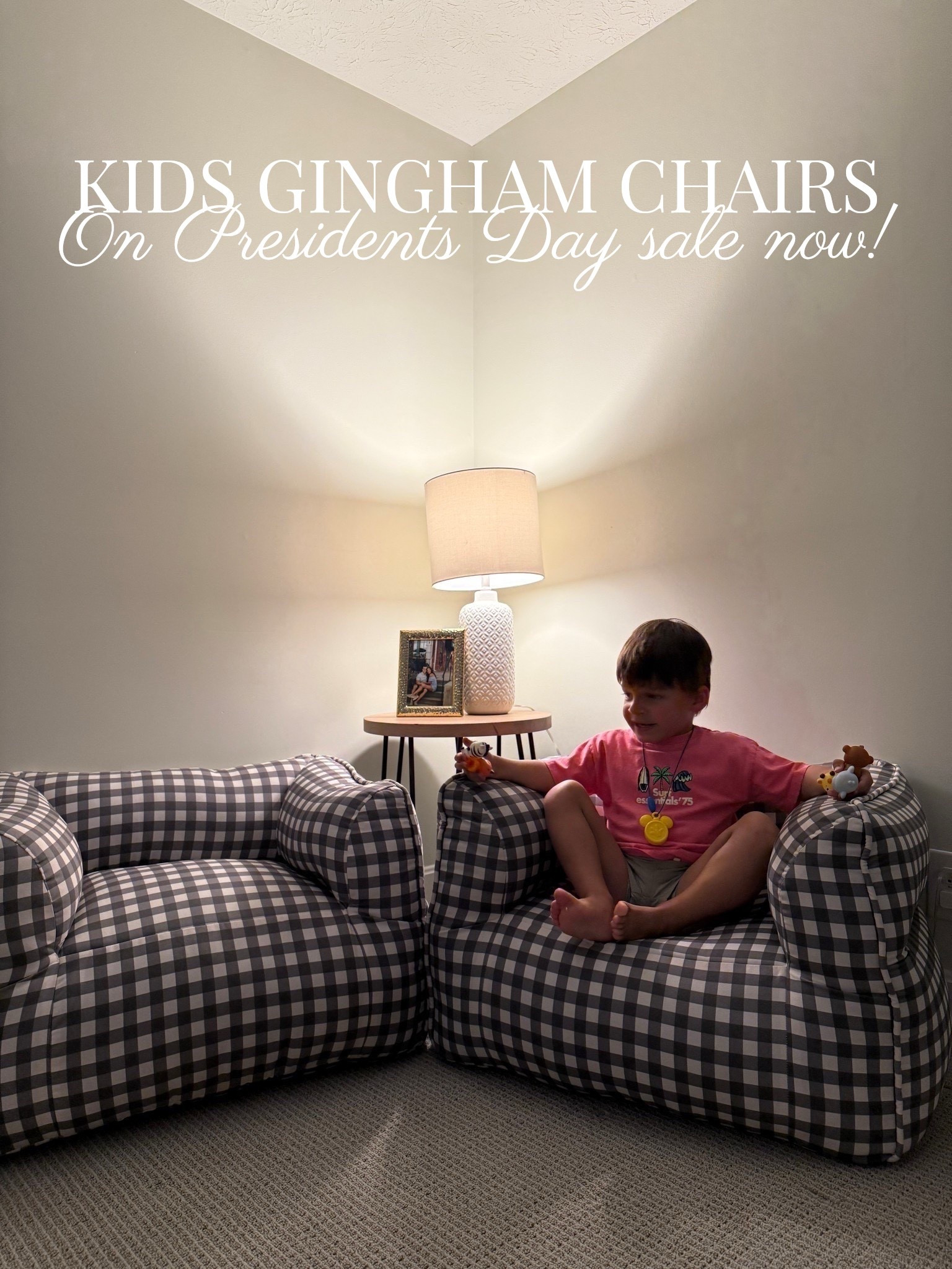 Gingham toddler chairs are on 20% off for Presidents Day now!!

Toddler chairs, toddler playroom, playroom, comfy chairs, kids chairs, room chairs, lounge chairs, sofa chair, kids, kids room, boy mom, Grace White

#LTKBaby #LTKHome #LTKKids