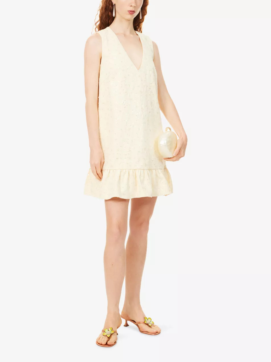 Lemon Zest Embellished Woven Mini Dress | Selfridges