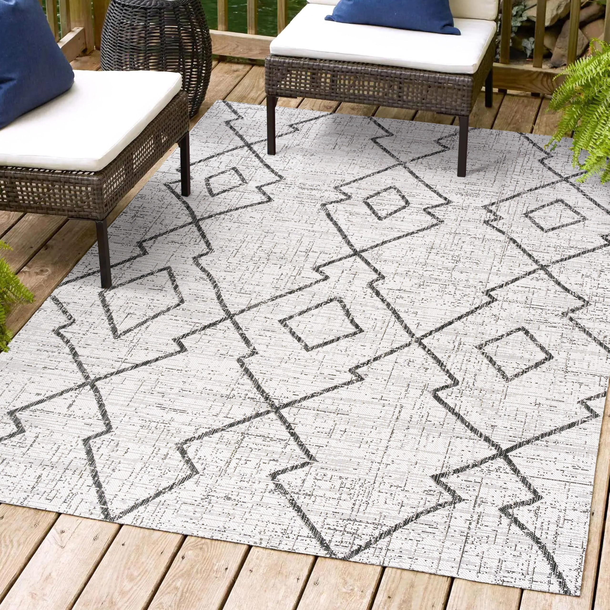 JONATHAN Y SMB128D-8 Carwa Tribal Diamond Trellis Indoor Outdoor Area Rug Bohemian Rustic Easy Cl... | Amazon (US)