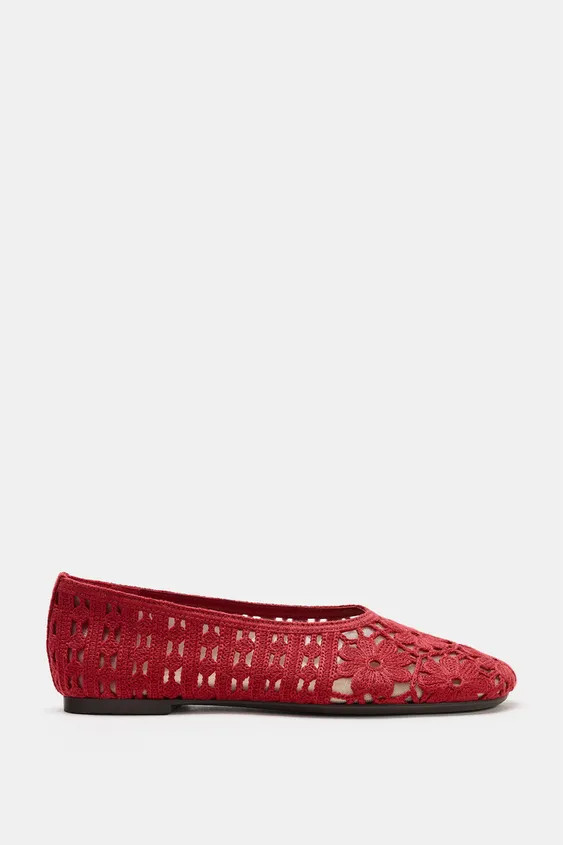 FLORAL CROCHET BALLET FLATS | Zara US