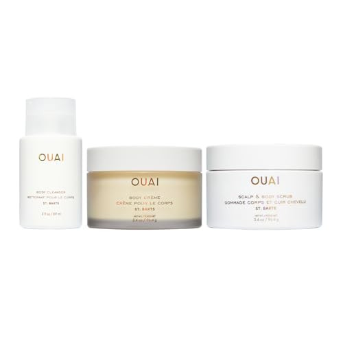 OUAI St. Barts Travel Bundle - Includes Scalp & Body Scrub, Foaming Body Cleanser, and Hydrating Body Cream - Travel Size Hair & Body Care (3 Count, 3.4 Oz/3.4 Oz/3 Oz) | Amazon (US)