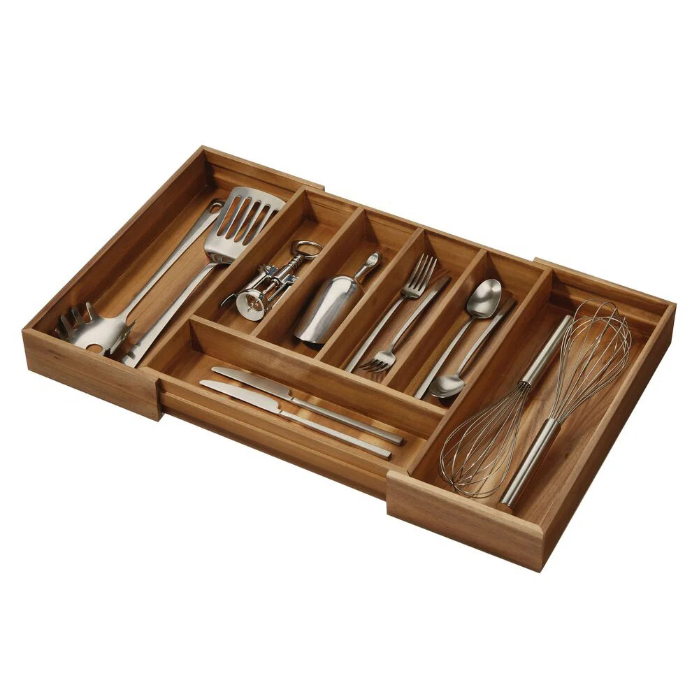 iDesign Expandable Acacia Wood Cutlery Drawer Organizer - Natural | Wayfair | Wayfair North America