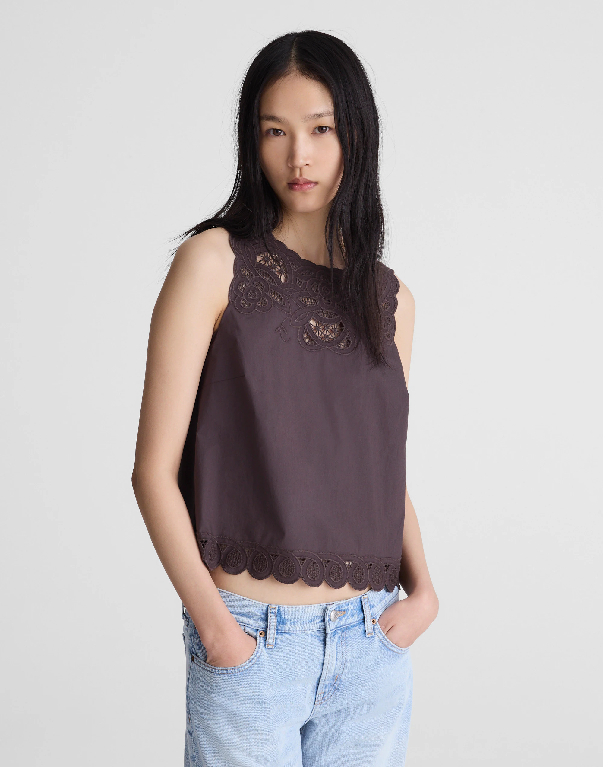 Embroidered Shell Top in Poplin | Madewell