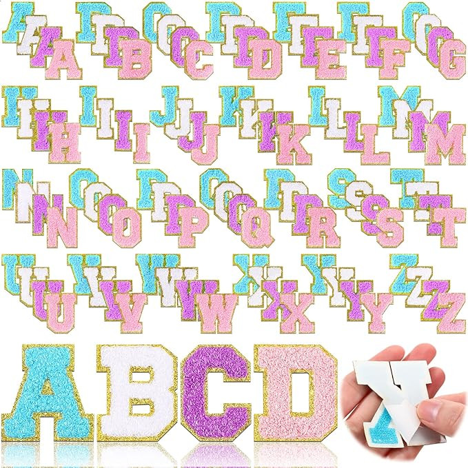 Jutom 104 Pcs Self Adhesive Chenille Iron on Letter Patches Letter Chenille Stick on Embroidered ... | Amazon (US)
