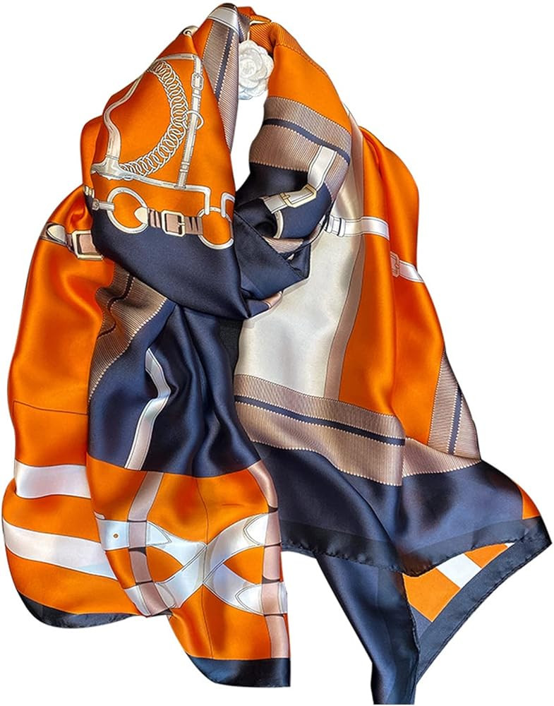 Aufeel Fashion Scarves 100% Satin Silk Scarf Long Lightweight Sunscreen Shawls Wraps for Women Ha... | Amazon (US)