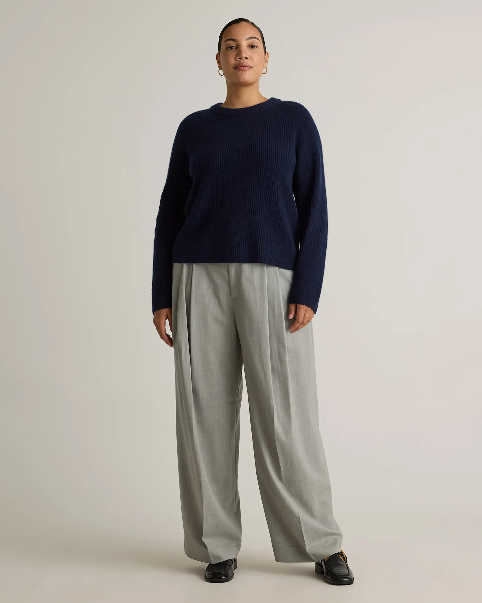 Mongolian Cashmere Fisherman Crewneck Sweater in True Navy | Quince