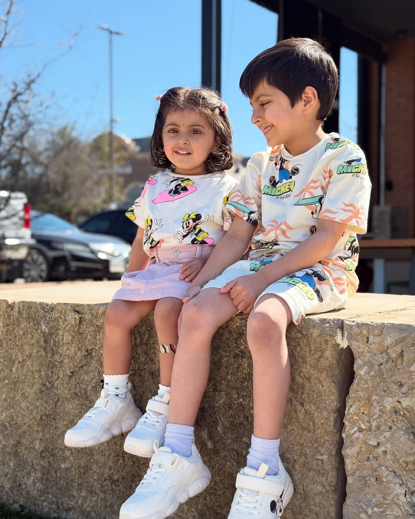 Coordinated in the best way possible. 🎀

Mehr's outfit 
Tee  @hm_kids  skirt  @zarakids  Shoes @sheinofficial @balabala_international 

Kiaan's outfit 
T-shirt & Shirts set @hm_kids shoes @shein_us @balabala_international