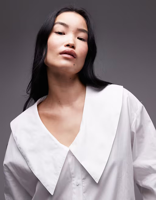 Topshop femme poplin collar shirt in white | ASOS | ASOS (Global)