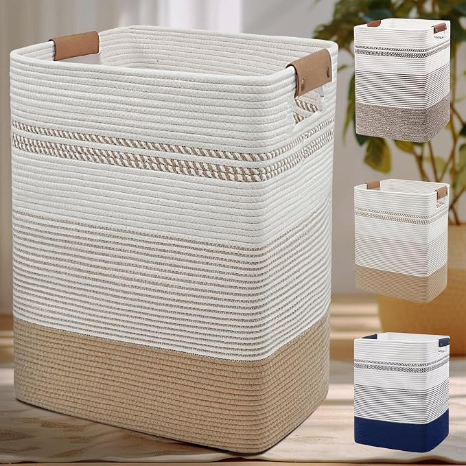 DOFASAYI Laundry Hamper - 85L Large Laundry Basket with Leather Handles, Decorative Storage Baske... | Amazon (US)