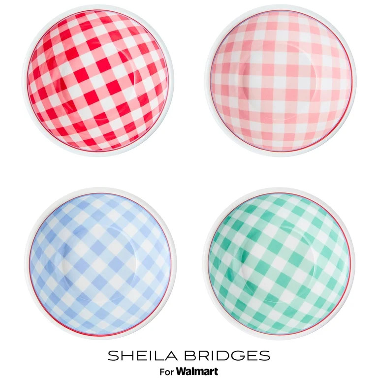 Sheila Bridges Philadelphia Collection Multicolor Gingham Melamine Dip Bowls, 4 Count | Walmart (US)