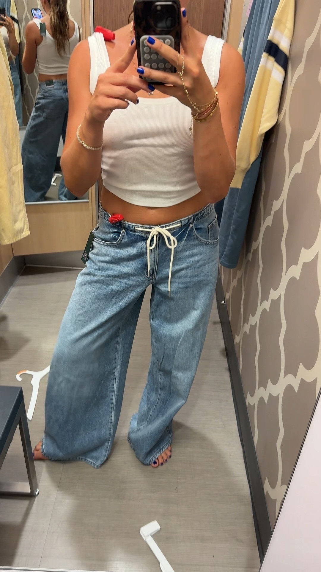 Obsessed with these target tie baggy denim  

#LTKSaleAlert #LTKFindsUnder50 #LTKStyleTip