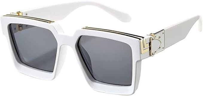 PAMIX Millionaire Sunglasses Oversized Unisex Trendy Retro Square 100% UVA/UVB Protection | Amazon (US)