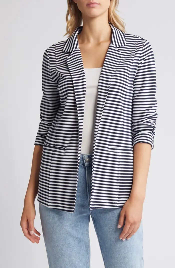 Stripe Relaxed Fit Cotton Knit Blazer | Nordstrom