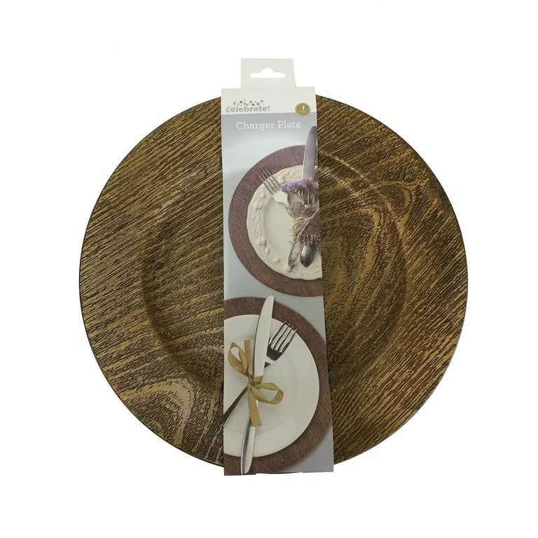 Way to Celebrate Wood Grain 12" Round Charger Plate, 1 Each | Walmart (US)