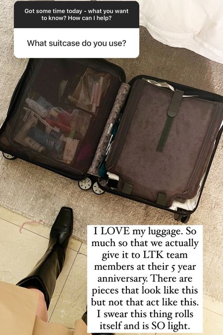 I love my Rimowa luggage. I get the black matte luggage - it is VERY light weight and truly rolls itself. It has a fairly long warranty if you register it on their site and if it breaks, they give you a loaner while they fix it. Can’t say enough about this bag. 

#LTKtravel #LTKU #LTKworkwear