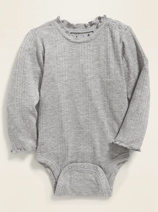 Rib-Knit Lettuce-Edge Bodysuit for Baby | Old Navy (US)