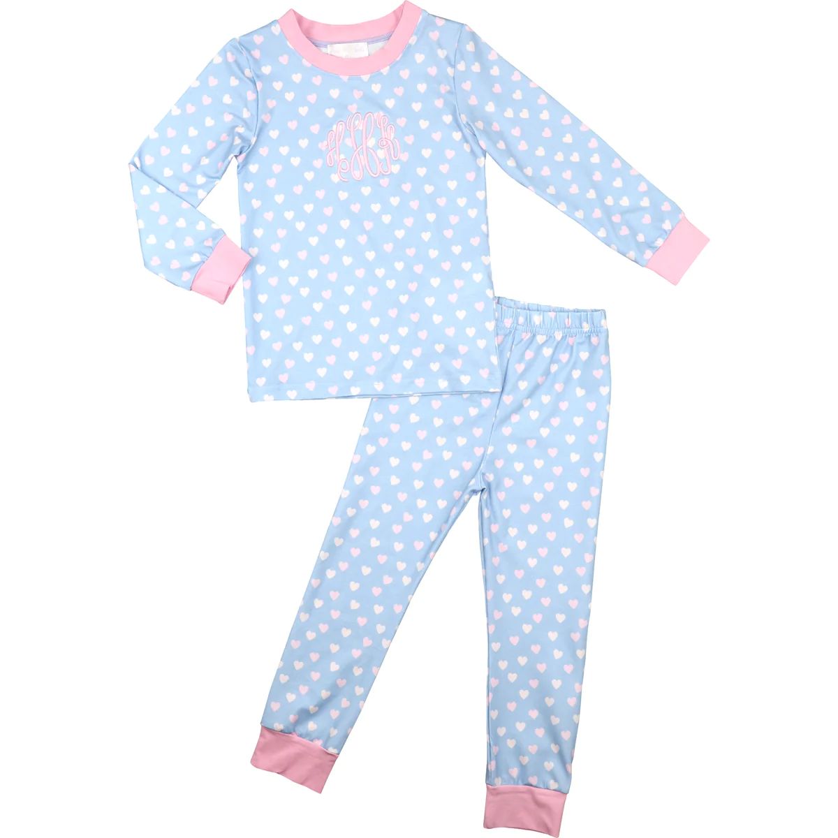 Blue And Pink Knit Heart Pajamas | Eliza James Kids