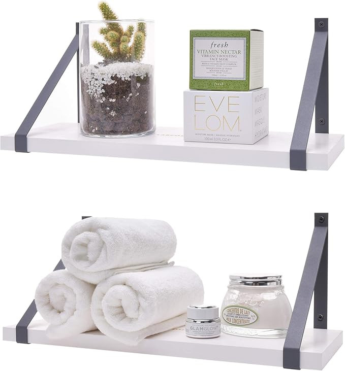 Labcosi White Floating Shelves for Bathroom, Bedroom, Living Room, Kitchen, Office- etc, 2-Pack D... | Amazon (US)