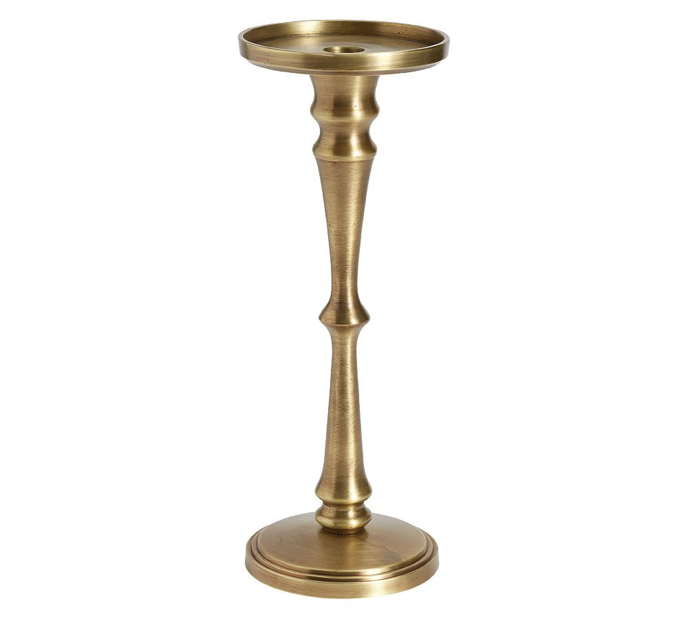 Booker Pillar Candleholder - Brass | Pottery Barn (US)