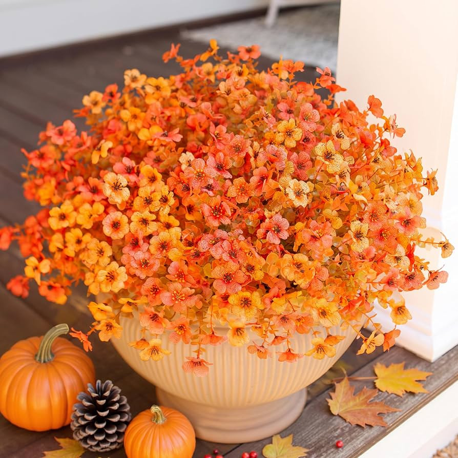 HyeFlora Artificial Fall Flowers Faux Mums for Outdoor Indoor Garden Home Decoration, Faux Flower... | Amazon (US)
