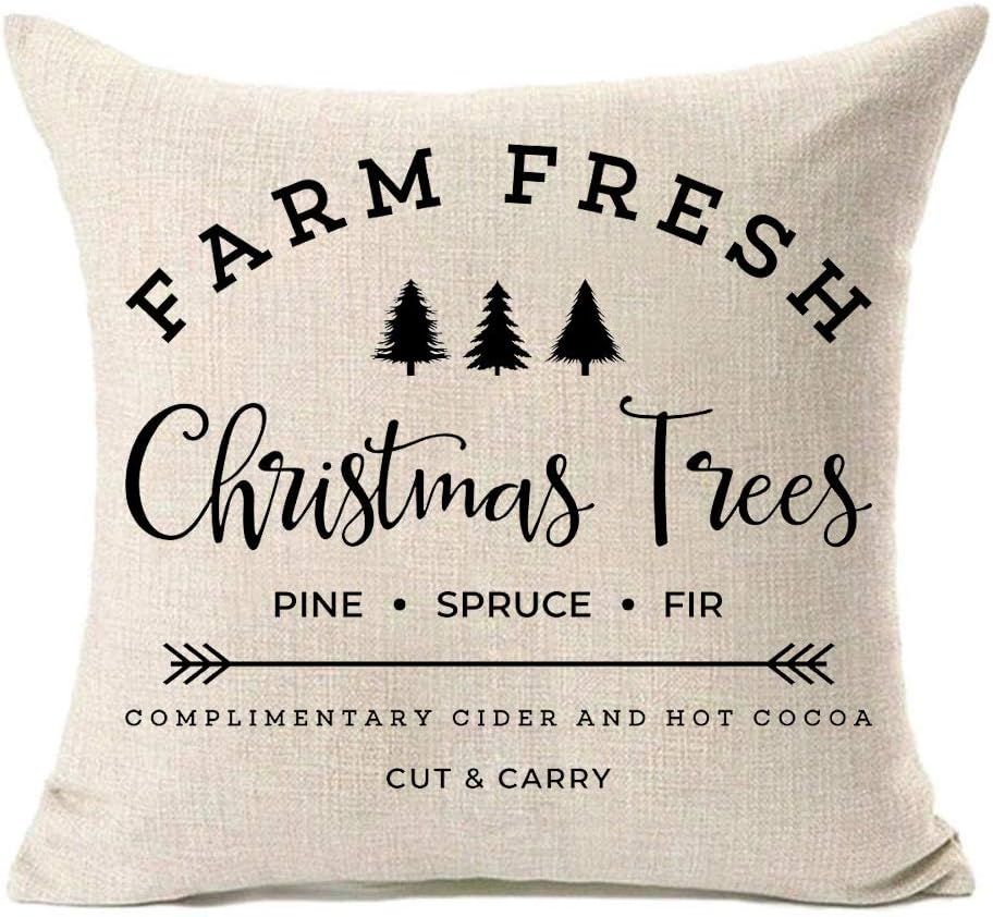 MFGNEH Farm Fresh Christmas Trees Cotton Linen Throw Pillow Covers Christmas Decor Cushion Case 20 x | Amazon (US)