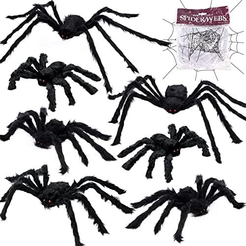 Giant Spider Halloween Decorations 7 PCS, Realistic Giant Halloween Spider Scary Halloween Yard D... | Amazon (US)