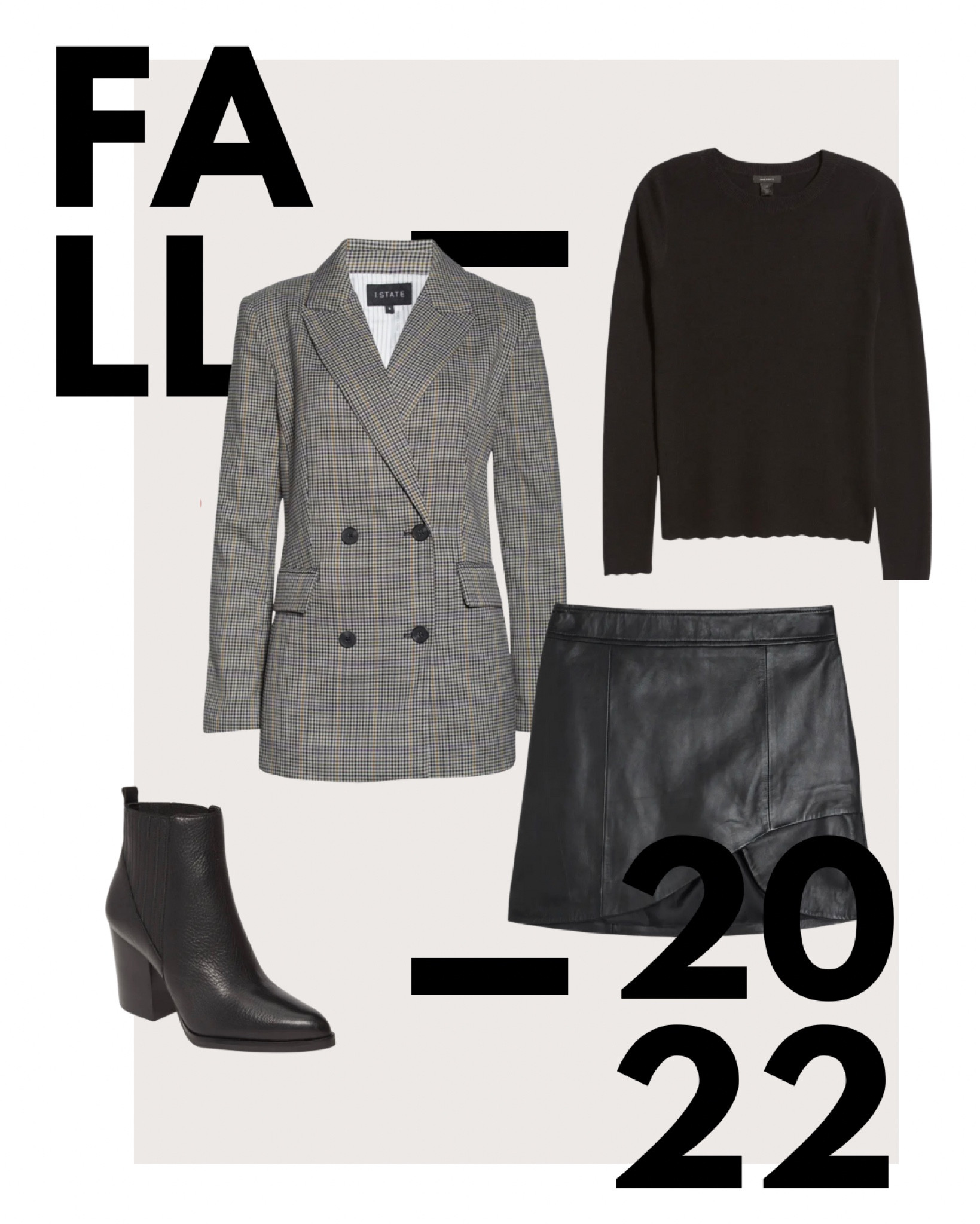 Fall date night 2022 black leather skirt with a plaid blazer and black sweater 

#LTKSeasonal #LTKstyletip #LTKunder100
