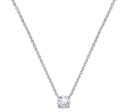 Diamonique Sterling 1.00 cttw Round Solitare Necklace | QVC