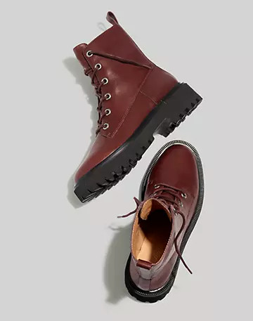 The Rayna Lace-Up Boot in Leather | Madewell