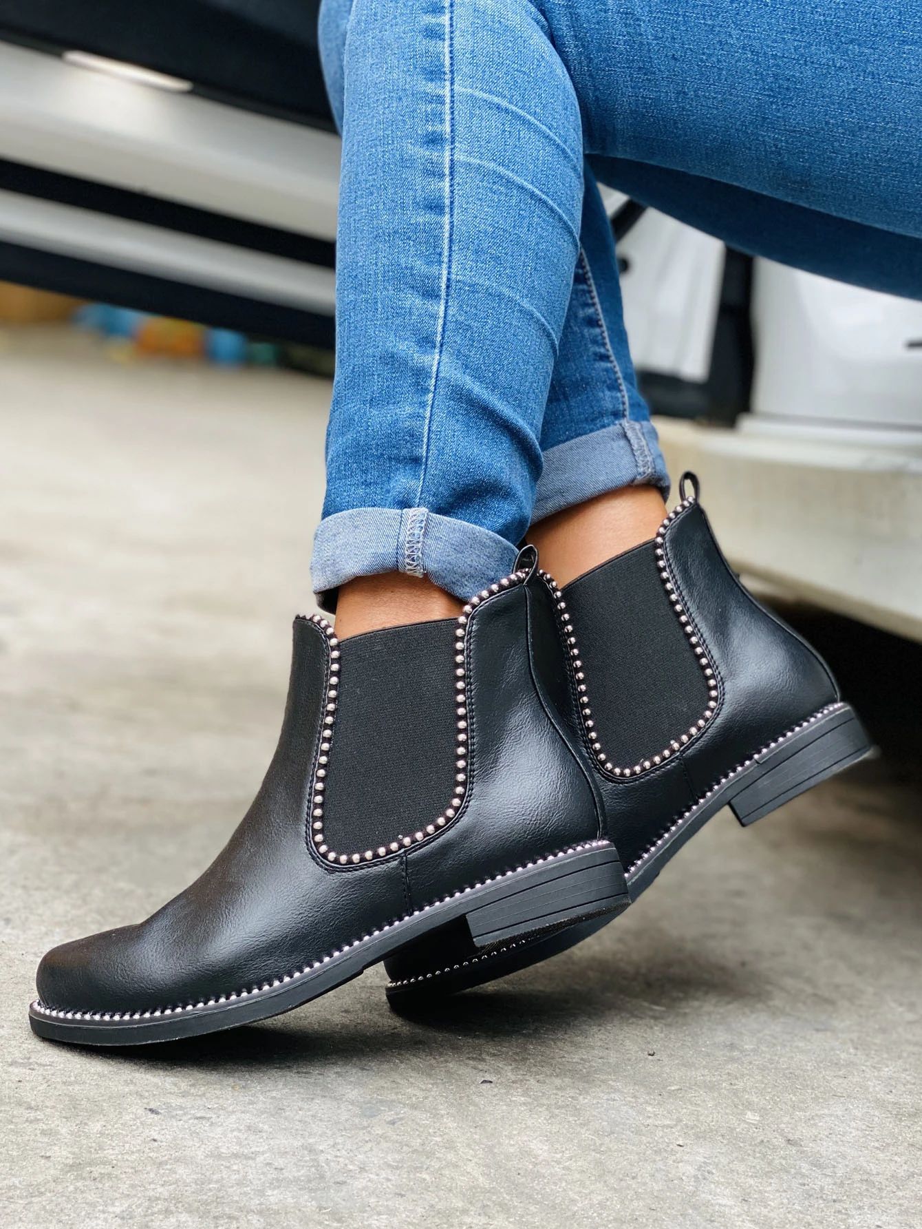Studded Decor Wide Fit Chelsea Boots | SHEIN