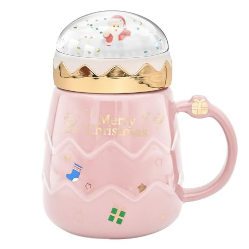 Peclek 17.6 oz Christmas Mug with Winter Snow Globes Lid Decorations, Large Cute Festive Ceramic Coffee Cup, Winter Xmas Holiday Birthday Tabletop Drinkware Teacup Gifts for Adults Kids Men Women | Amazon (US)