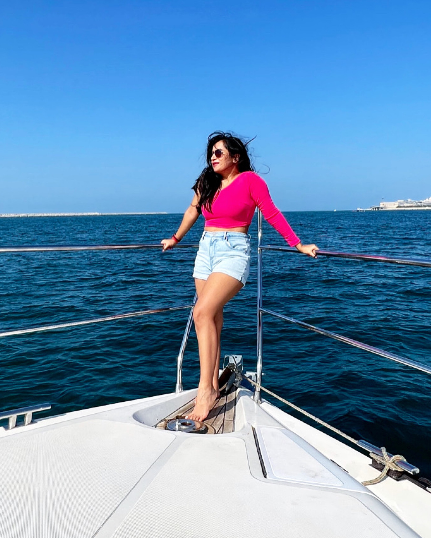 Yacht outfit inspo! (Which is not a swimsuit) 
Shorts: Express (linking similar options)
Glasses: RayBan clubmaster

#LTKFind #LTKtravel #LTKfit