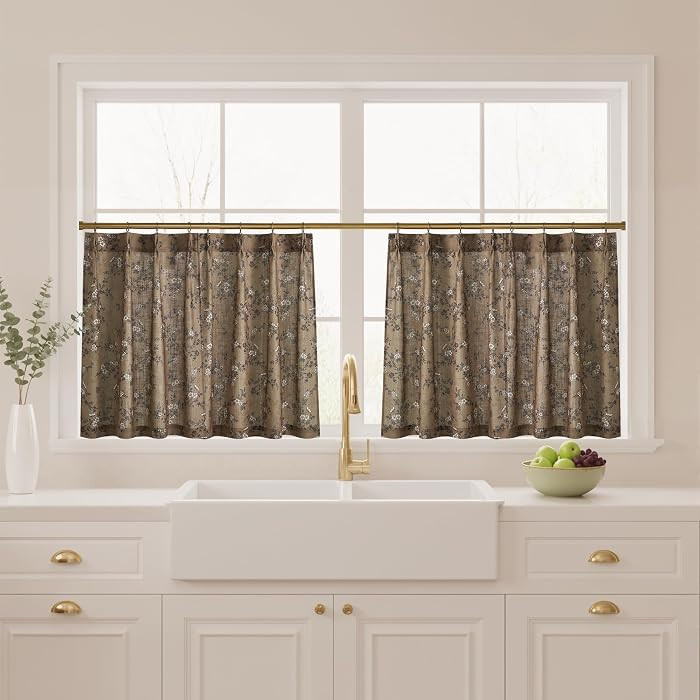 Pinch Pleat Cafe Tier Curtains for Window, W26 x L36, 2 Panels | Amazon (US)