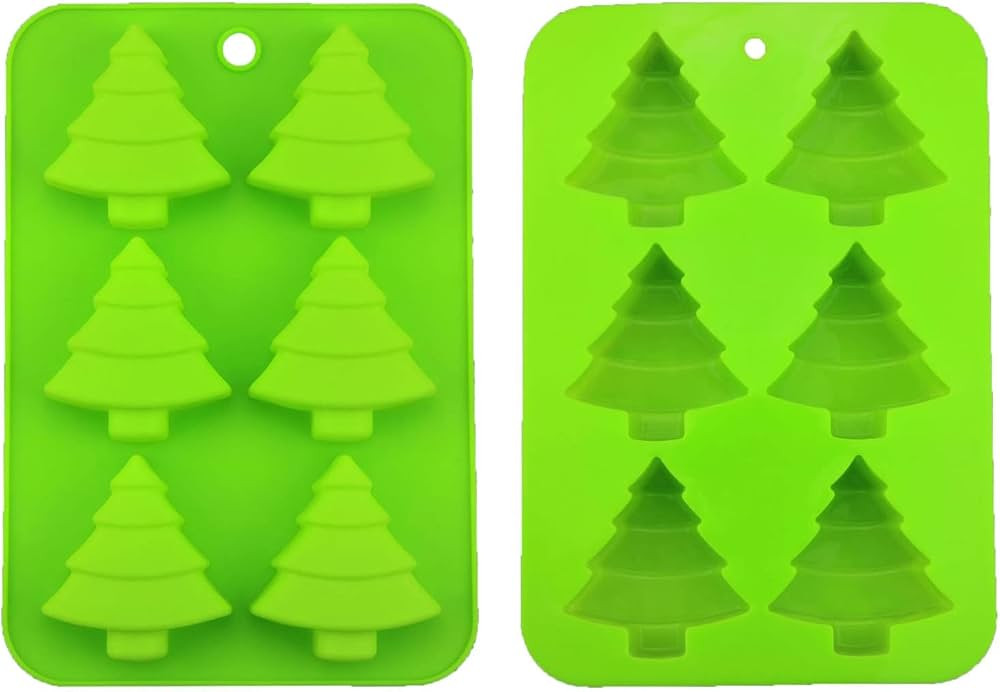 2 PCS 6 Cavity Christmas Tree Silicone Mold Cake Baking Mold Chocolate Candy Handmade Soap Ice Cu... | Amazon (US)