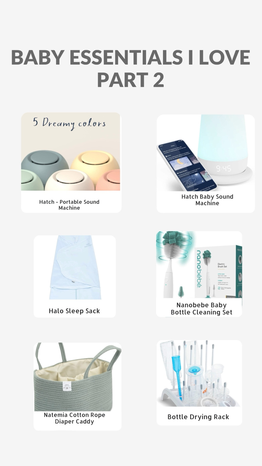 Baby Items I love Part 2
Sound Machines | Bottle Cleaning Set | Sleep Sack | Diaper Caddy | Bottle Dryer Rack

#LTKfamily #LTKbump #LTKbaby