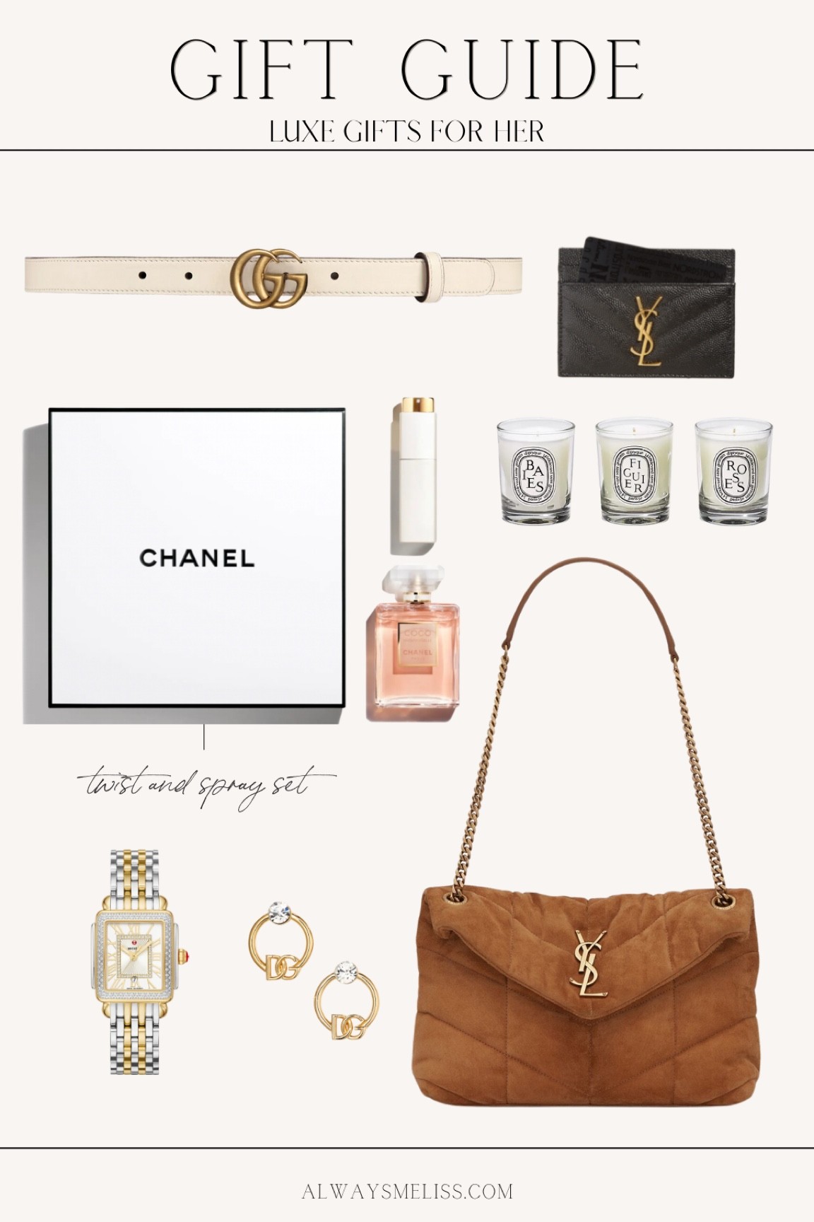 Gifts for her, luxe finds🤍 

YSL bag, ysl gifts, ysl cardholder, Gucci belt, Gucci gifts, designer gifts, designer gift ideas, luxury gifts, luxury gift ideas, designer holiday gifts

#LTKitbag #LTKHoliday #LTKstyletip