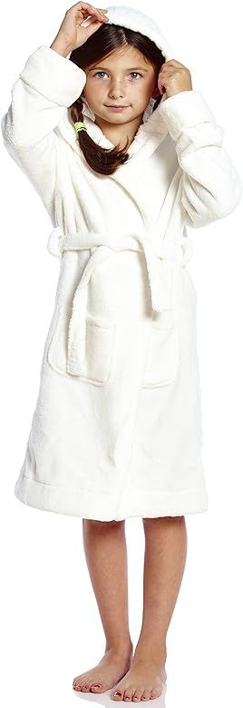 Leveret Kids Robe Boys Girls Solid Hooded Fleece Sleep Robe Bathrobe (2 Toddler-16 Years) Variety... | Amazon (US)