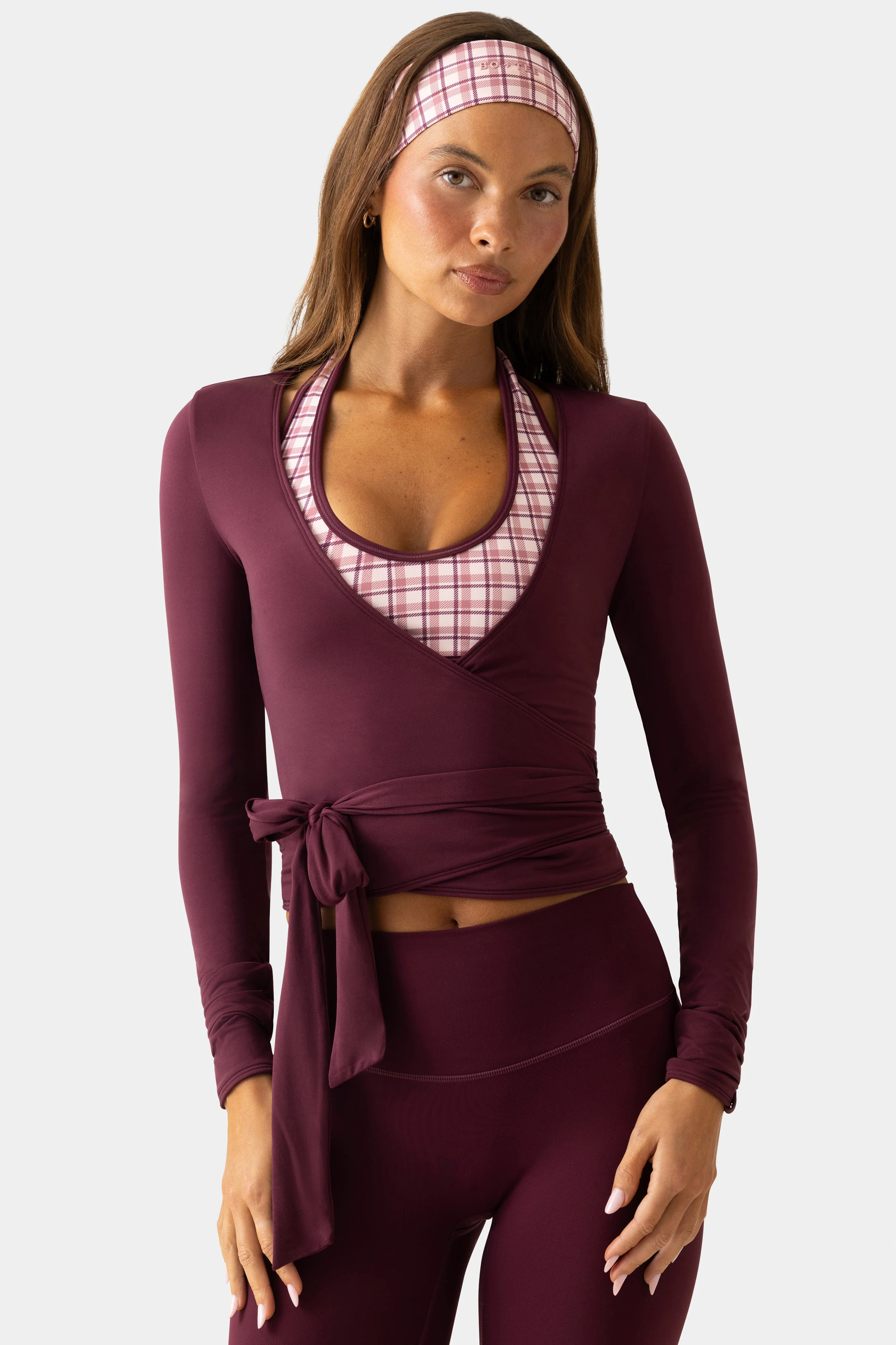 Soft Jersey Wrap Top in Burgundy | Bo+Tee