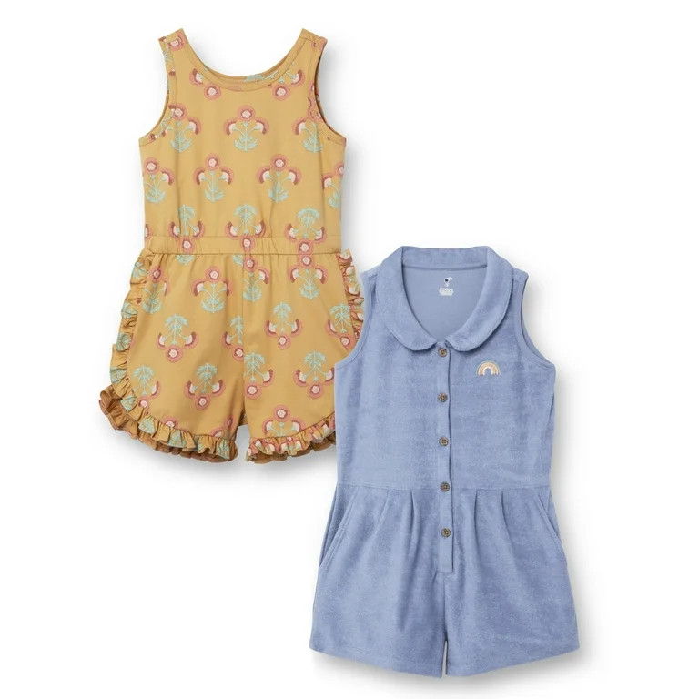 Little Star Organic Toddler Girls 2 Pack Rompers, Size 12M-5T | Walmart (US)