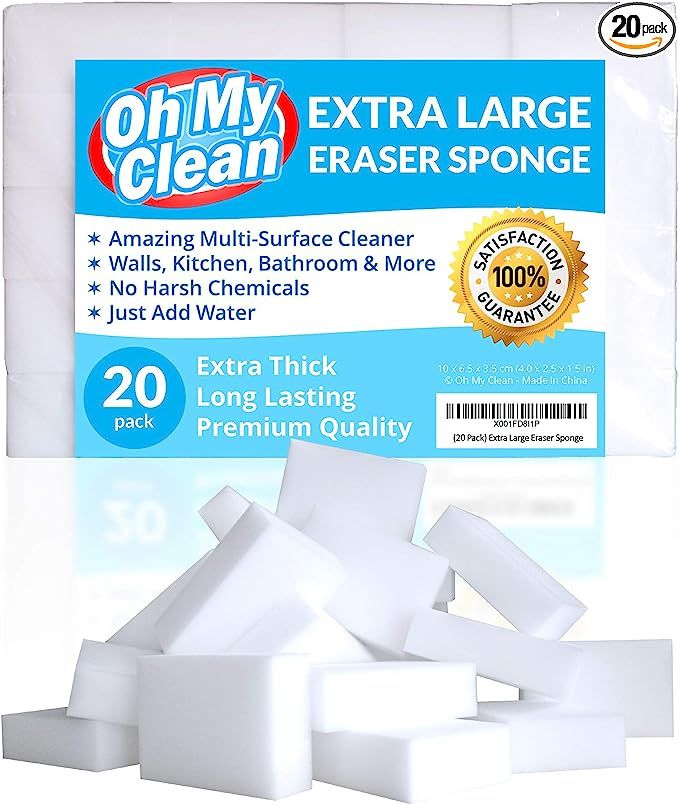 (20 Pack) Extra Large Eraser Sponge - Extra Thick, Long Lasting, Premium Melamine Sponges in Bulk... | Amazon (US)